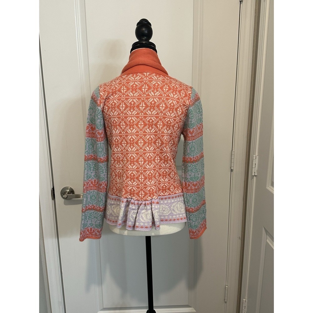Sundance Storyline Fair Isle Colorful Cardigan Sweater XS Wool Blend Tie Waist - Picture 2 of 5